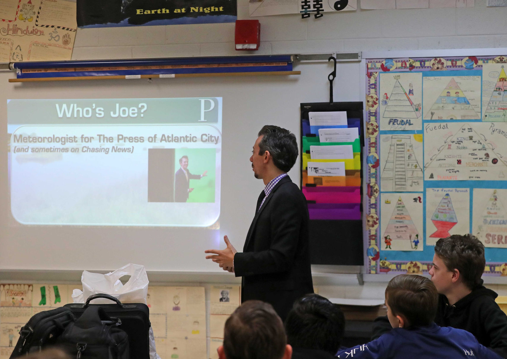 Meteorologist Joe Martucci at Middle Township Middle School
